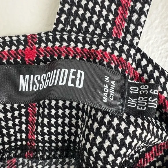Missguided Playsuit Romper Black White Houndstooth Plaid Dark Academia Size‎ 10 - Image 6