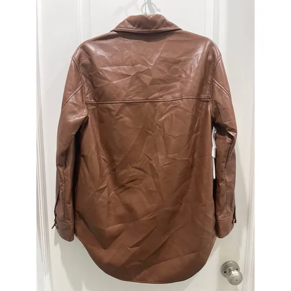 NWT Wilfred Aritzia Cognac The Ganna™ Shirt Jacket Vegan Leather Sz XS - Image 8