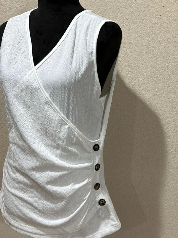 White Ruched Wrap Top Size 12 - Image 2