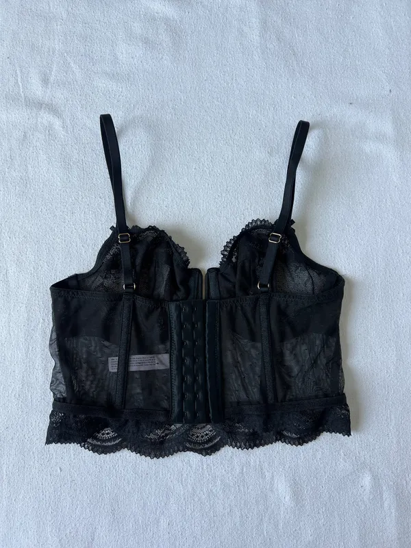 Black Auden Sheer Lace Corset Style Bralette - Size s - Image 2