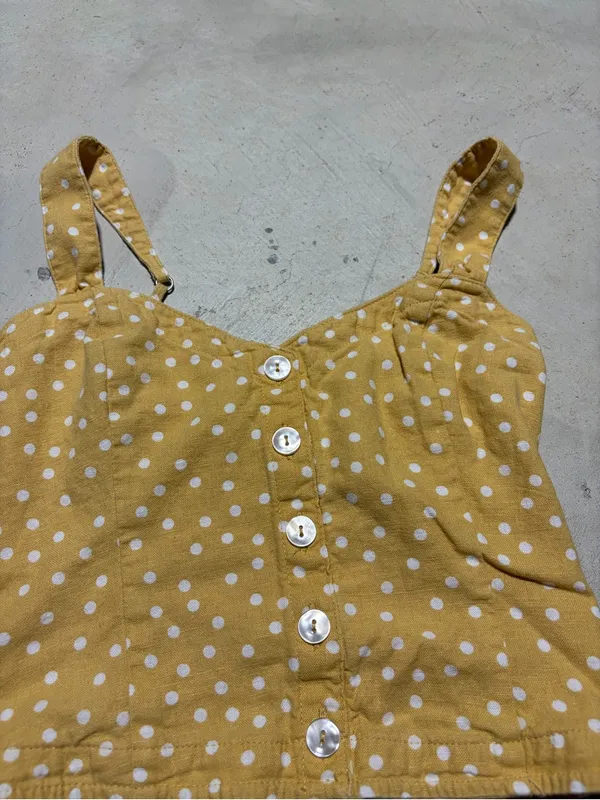 Abercrombie & fitch Women’s Yellow Polka Dot Button-Front tank Top XS - Image 2