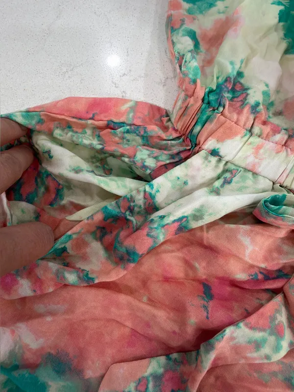 BeBop Coral & Teal Tie-Dye Halter Romper - Image 6