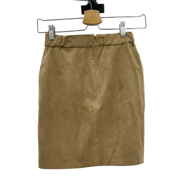 Aritzia Wilfred Free Vegan Suede Tan‎ Straight Skirt Size 2 - Image 3