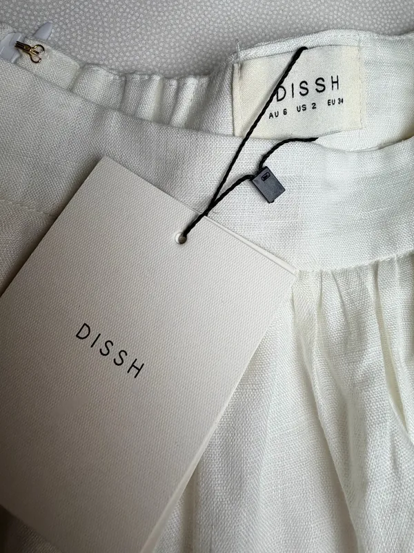 Dissh Gemima White 100% Linen Maxi Skirt Size US 2 NWT Lined A-Line Coastal - Image 4