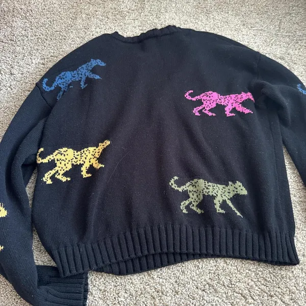 multi colored black cheetah sweater  - Image 2