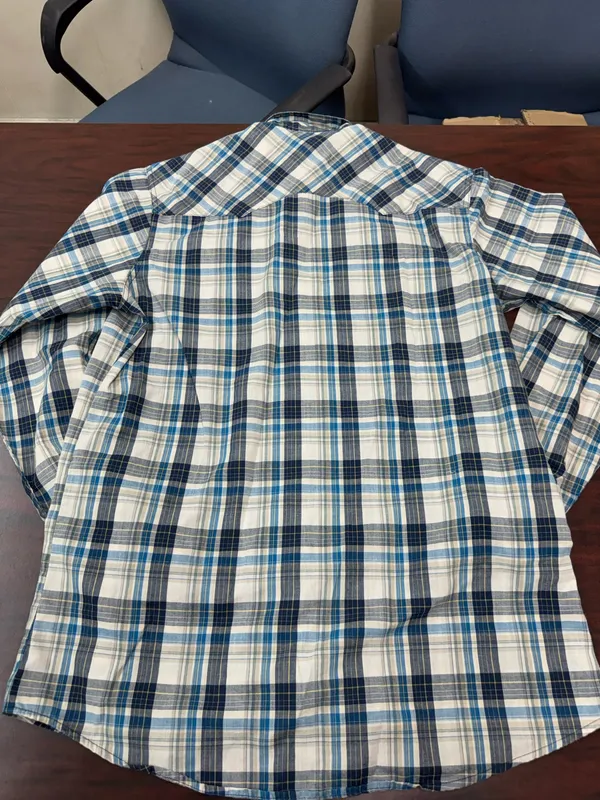 Wrangler Men’s Plaid Long Sleeve Pearl Snap Button Down Shirt Size Large Tall - Image 3