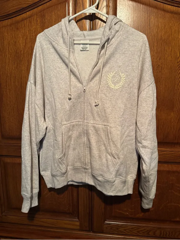 Victoria’s Secret PINK Gray Marl Zip Hoodie – Size Medium, Like New - Image 2