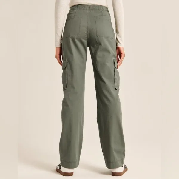 Abercrombie Cargo Pants Size 25 Green Wide Leg Baggy High Rise Minimalist Grunge - Image 3