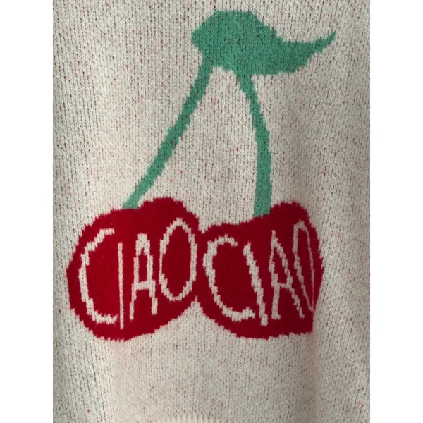 A New Day Cherry Graphic Sweater Women’s Medium Cream Knit Pullover Cozy Cute - Image 4