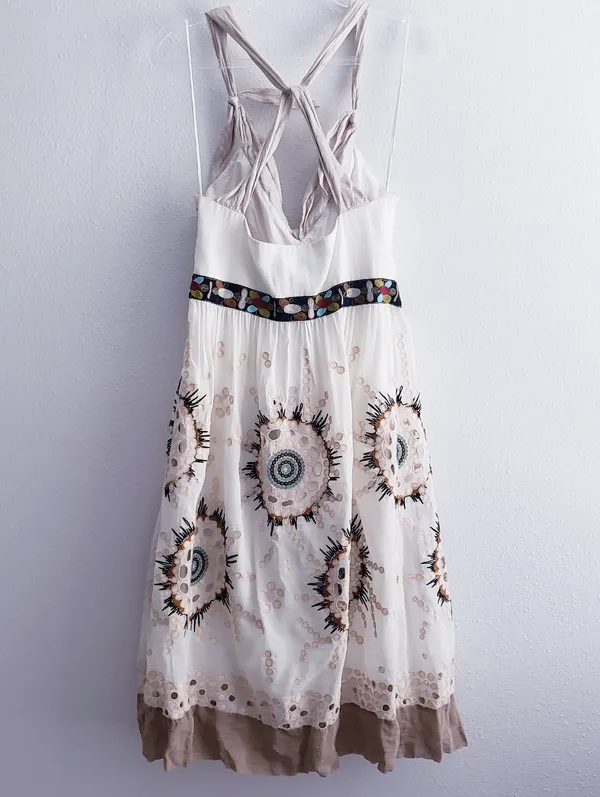 Nicole Miller Eyelet Embordered Criss Cross Midi Dress - Image 6