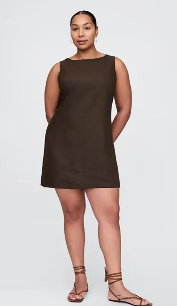 Brown Linen Gap Dress - Image 5