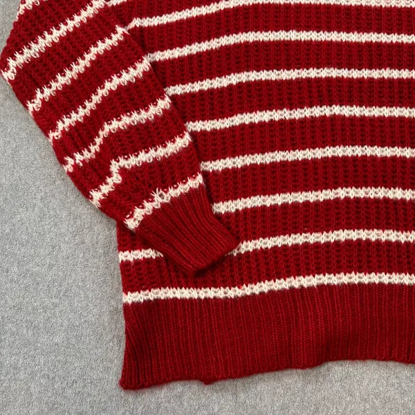Jodifl Striped Oversize Knit Sweater Women's Large Red/White Crew Neck New - Image 2