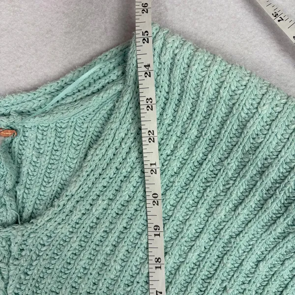 Free People Sunset V-Neck Pullover Sweater Women's M Blue Chunky Knit Boho Cozy - Image 6