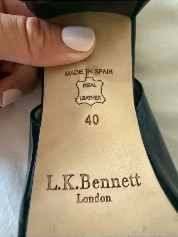 LK Bennett Navy Patent Slingback Block Heels - Image 8
