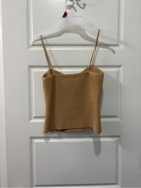 Emory Park Camel Ribbed Knit Cami Tank Top – Size small - Image 3