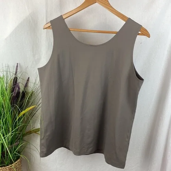 Chico’s Taupe Microfiber Sleeveless Tank Top 3 XL - Image 2