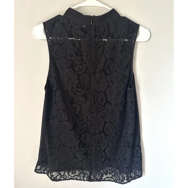 French Connection Medium Tank Top Blouse Womens Lace Black Sleeveless Sheer - Image 7