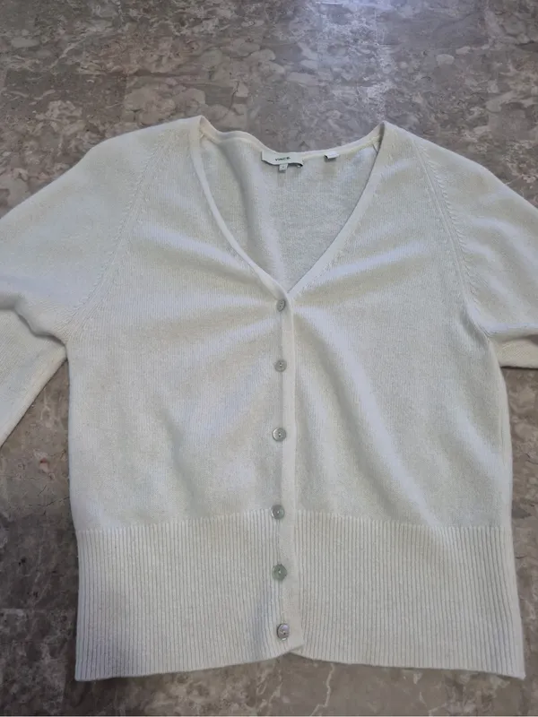 Vince sweater button up cardigan wool off white cashmere blend size small - Image 7