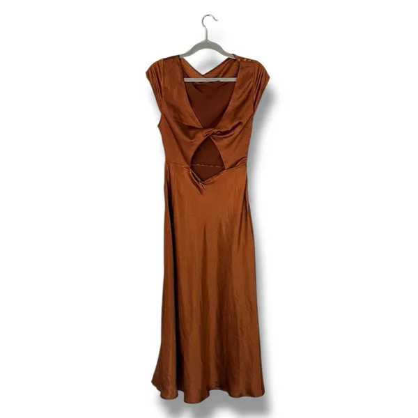 Hello Molly GET IN FORMATION SATIN MIDI DRESS‎ BROWN - Image 6