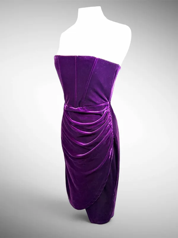 LULUS Glamorous Celebrations Dark Purple Velvet Strapless Tulip Dress, XL - Image 8