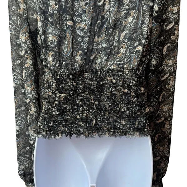 Free People Lolita Peasant Blouse Dark Floral Combo Milk Maid Dark Romantic S - Image 8