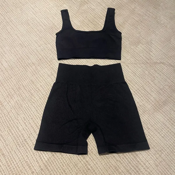 Ribbed Workout Set Black - Image 2