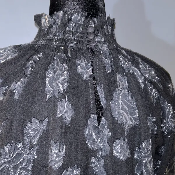 Size 4 Black Metallic High Neck Blouse - Image 9