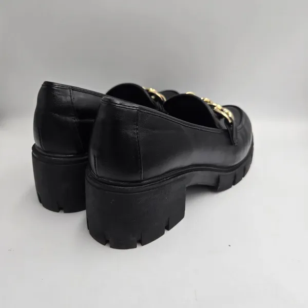Steve Madden Y2K Madden NYC Loafers Womens 9 Black Chunky Gold Chain Lug Sole Platform Heels - Image 3