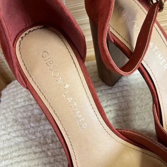 Gibson Latimer Red Heels with Ankle Strap and Chunky Heel - Image 6