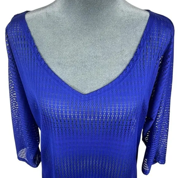 O'Neill Mesh Swim Cover-Up Tunic Women M/L Royal Blue 3/4 Sleeves Beachy‎ Summer - Image 5