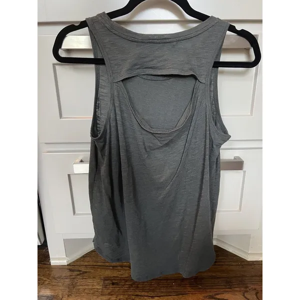 ATHLETA Daily Cowl Tank Size Small army Green Open Back Workout Yoga Women - Image 2