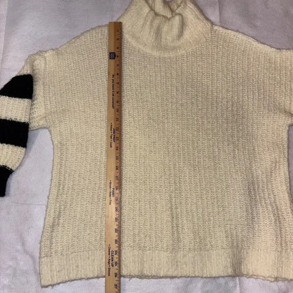 Urban Outfitters Gemini Cream Striped Sleeve‎ Turtleneck chunky knit Sweater - Image 6