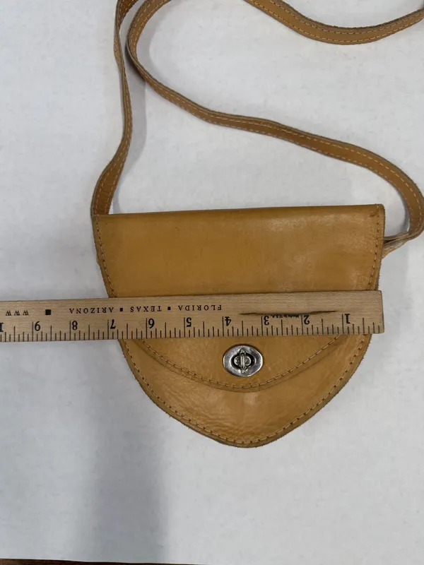 Vintage Y2K Leather Small Crossbody Bag Purse Tan Boho Western Heritage Festival - Image 5