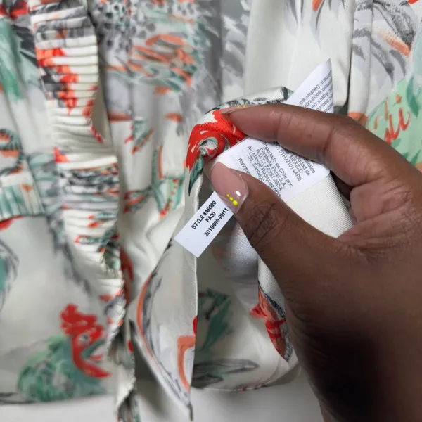J. Crew Collection‎ Women Rooster Top M White Pleated Button Front Top Novelty - Image 10