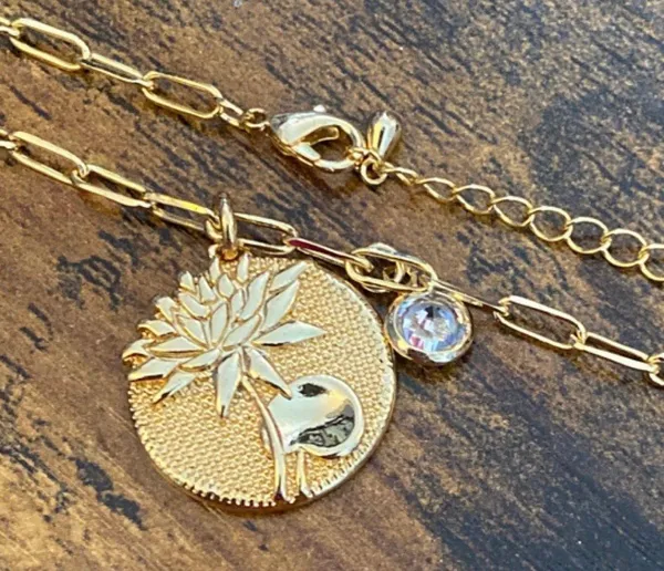 Lotus Paperclip Necklace - Image 2