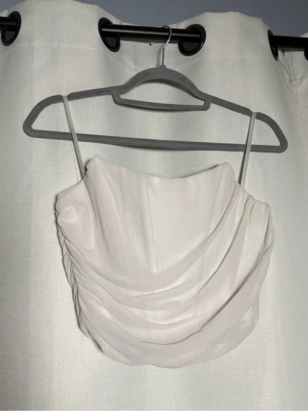 Windsor Hit The Streets White Strapless Mesh Corset Top Size Large - Image 4