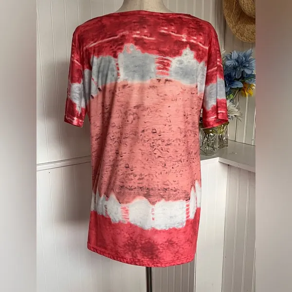 Tie-Dye Puppy Short Sleeve Tee – Coral - Image 3