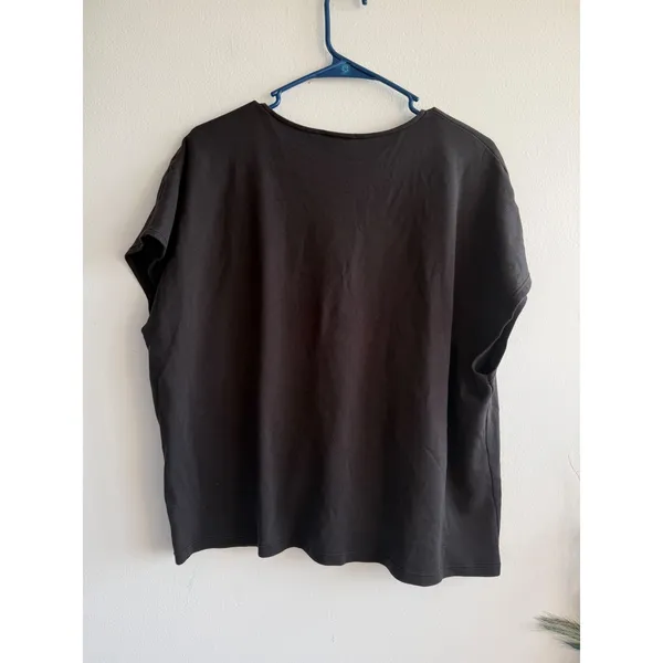 Babaton Black Deep V-Neck Relaxed Fit Short Sleeve T-Shirt Womens Large - Image 3