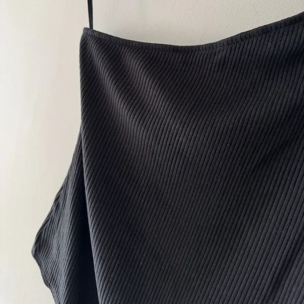American Eagle Black Ribbed One Shoulder Tie Detail Bodysuit‎ - Image 4