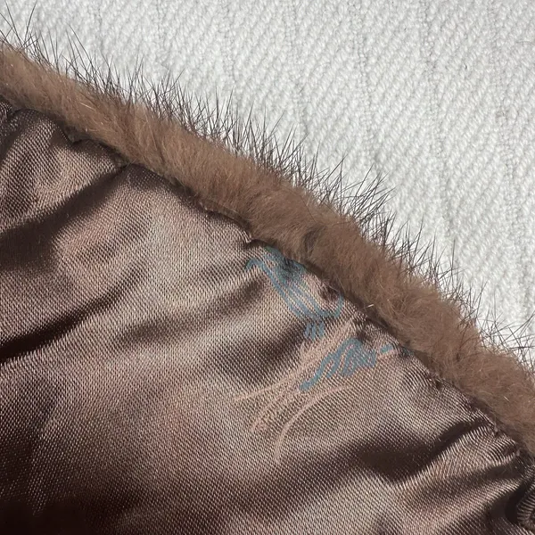Vintage Brown Fur Stole Shawl Wrap Scarf Satin Lined Formal - Image 13