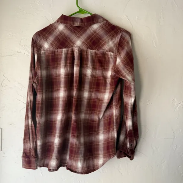 Ariat Real Western Burgundy White Plaid Relaxed Fit Cotton‎ Long Sleeve Shirt S - Image 8