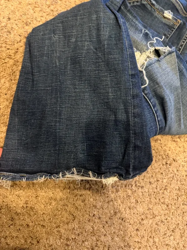 BKE Distressed Dark Blue Flare Jeans - Image 11