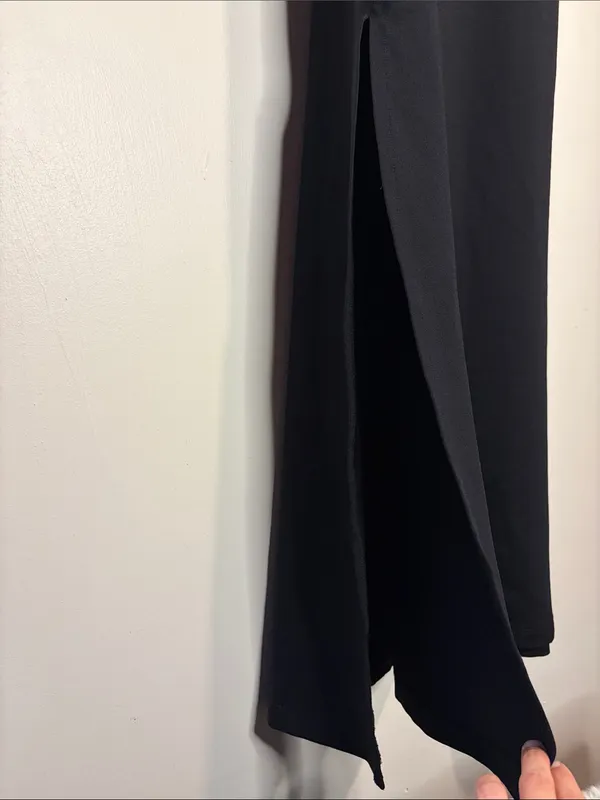 Vintage Bebe Moda 2 Deep Side Slits Maxi Gown Black Blue Size S Made in USA 90s - Image 5
