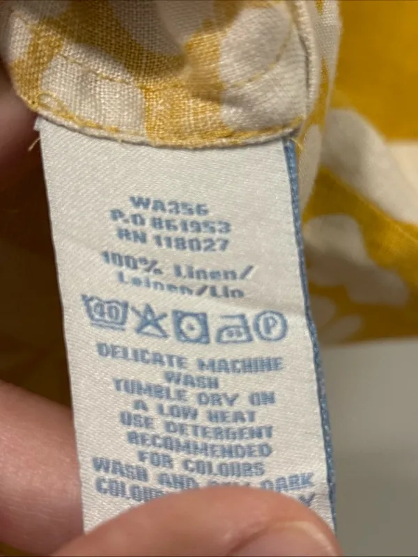 Boden Women’s 100% Linen Shift Dress Size 6R Yellow/White Floral Resortwear - Image 5