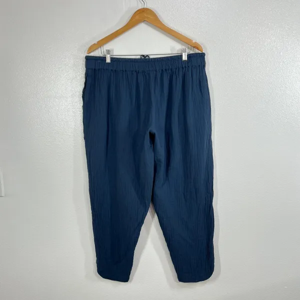 Pact Organic Cotton Fisherman Double Gauze Pull-On Pants XL Dark Blue - Image 3