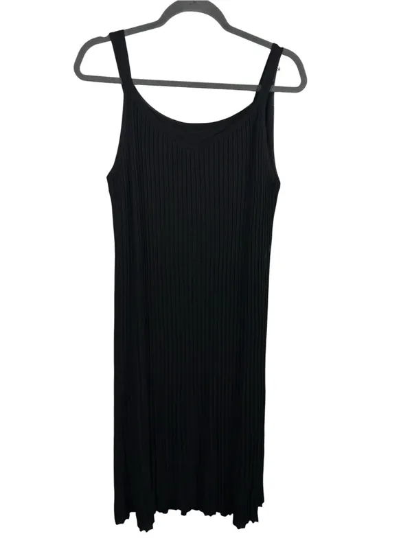 Eileen Fisher Black Ribbed Knit Tank‎ Midi Dress Small Viscose Minimalist - Image 2