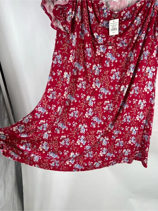 NWT American Eagle Red Floral Puff Sleeve Shift Mini Dress XL - Image 6
