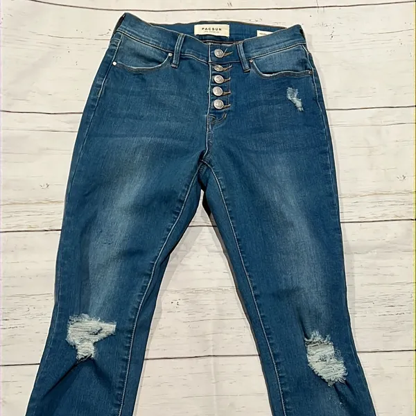 Pacsun high rise ankle skinny button up jeans - Image 3