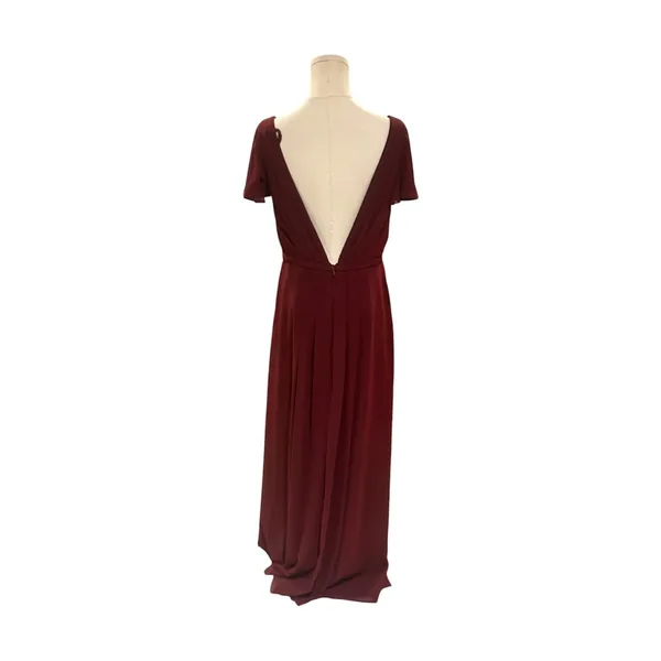 Azazie Rylee Burgundy Chiffon Bridesmaid Dress Size 10 Maxi V-Neck Slit Prom - Image 4