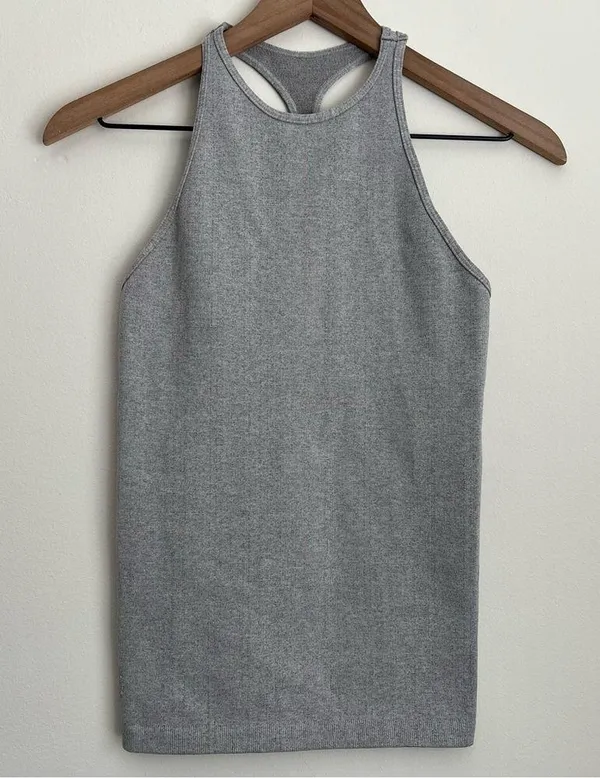 Free People FP movement Gray Sleeveless Tank Top ribbed Heart is Racing M / L - Image 2